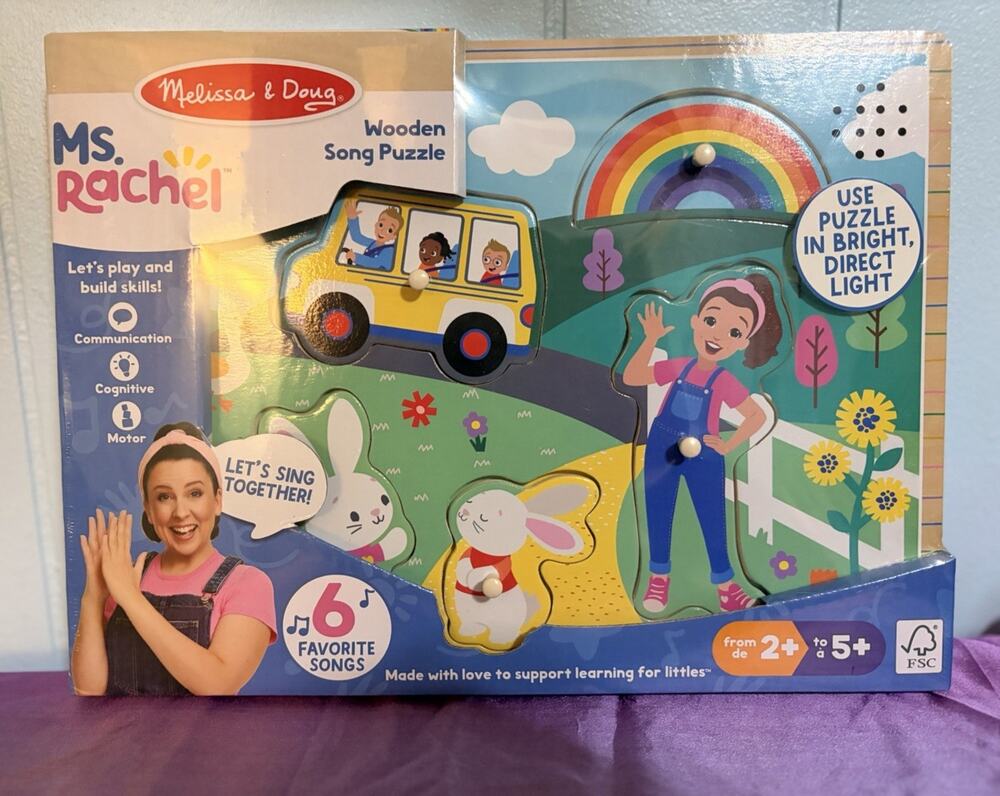 Melissa & Doug Ms Rachel Wooden Sound Puzzle Musical Song Toy US Import NWT NEW